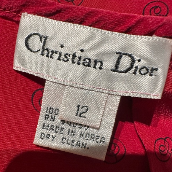 Vintage Christian Dior 100% Silk Red Rose Blouse - Picture 8 of 10